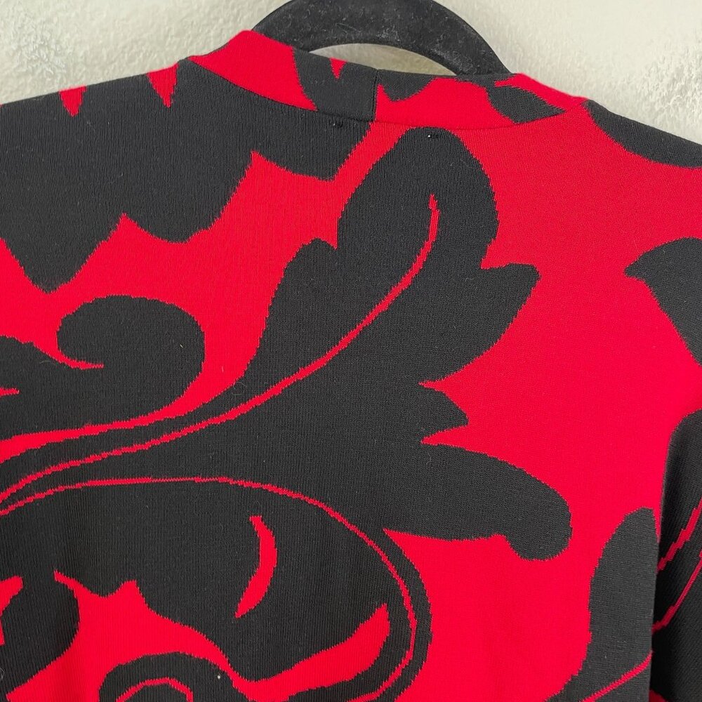 Chicos‎ Womens Large Black Red Open Front Cardigan Jacket Floral - Picture 10 of 10